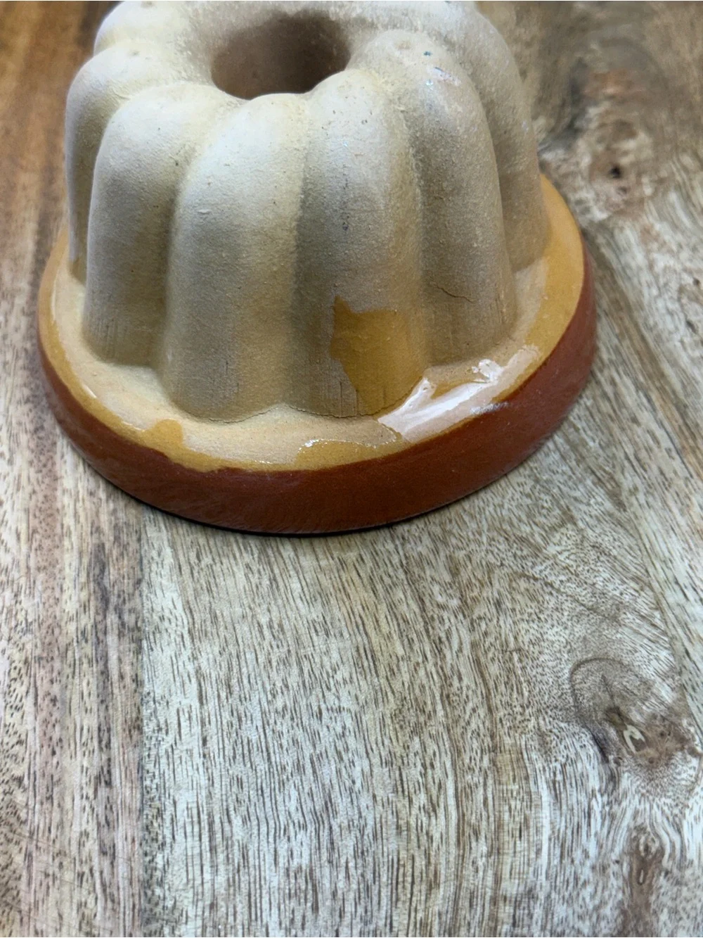 Vintage Terracotta Gugelhupf Mini Bundt Mold Brown Glazed Pottery